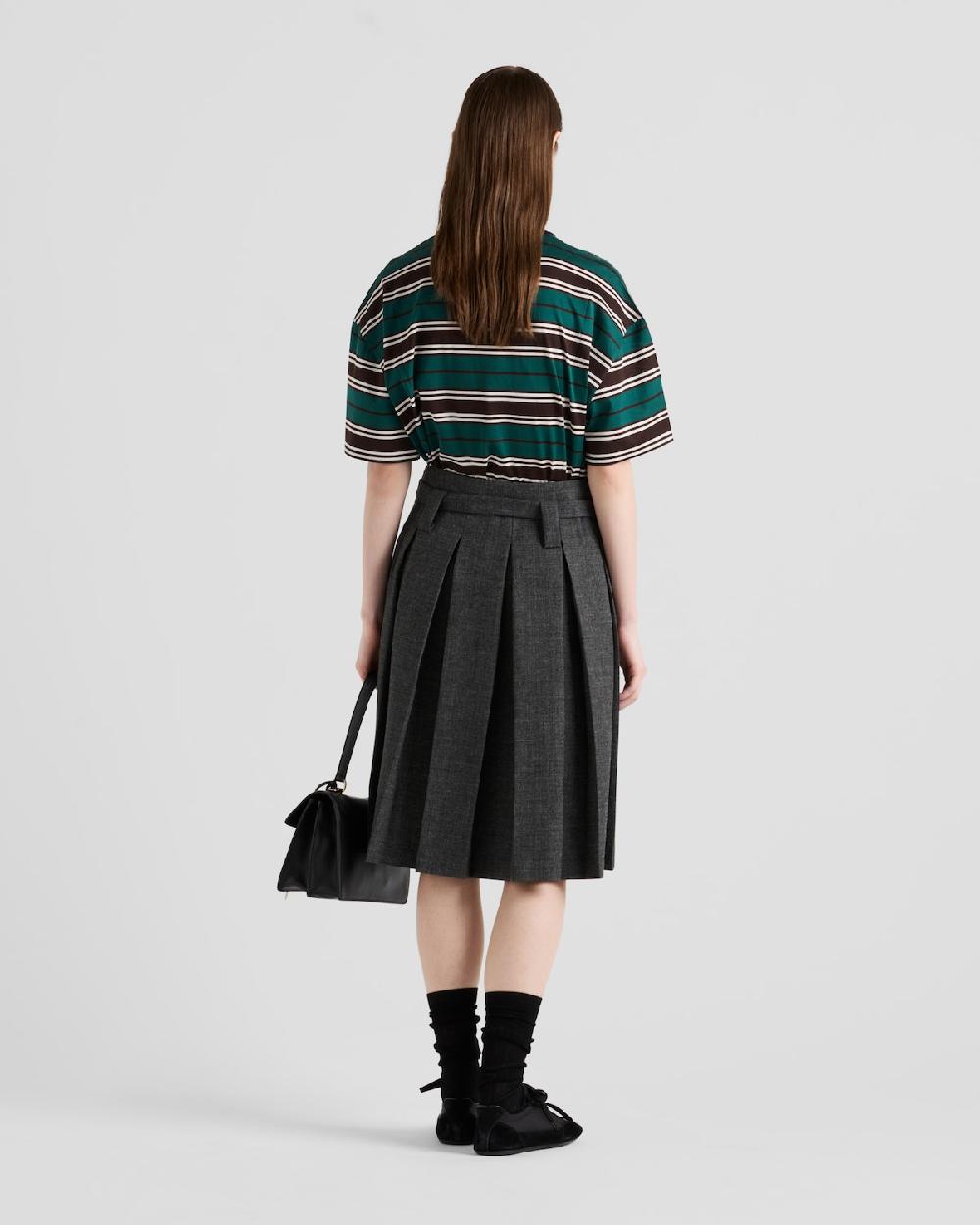 Prada Camiseta de algodón de hilo de Escocia a rayas Descuento
