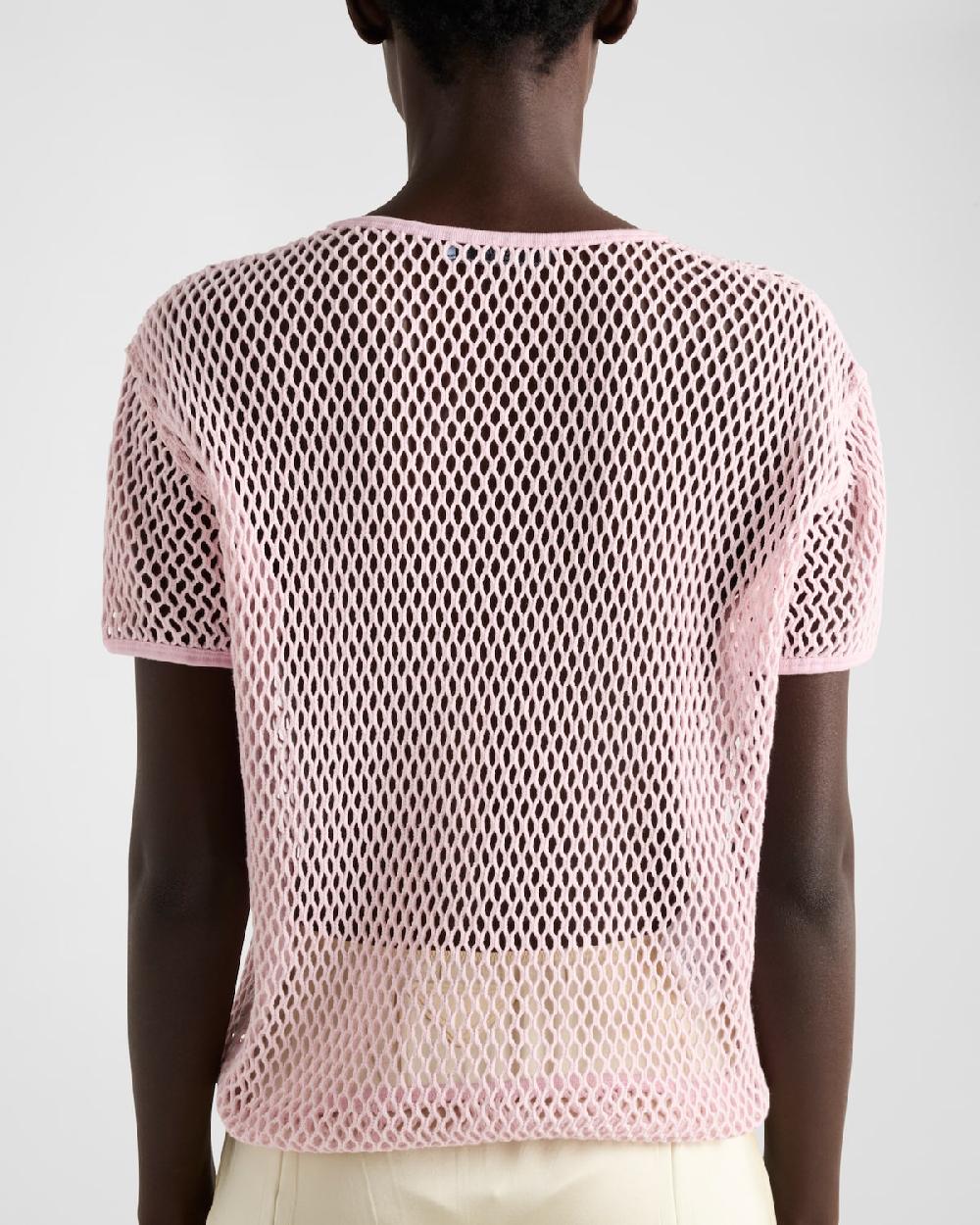 Prada Top de malla de algodón Tienda