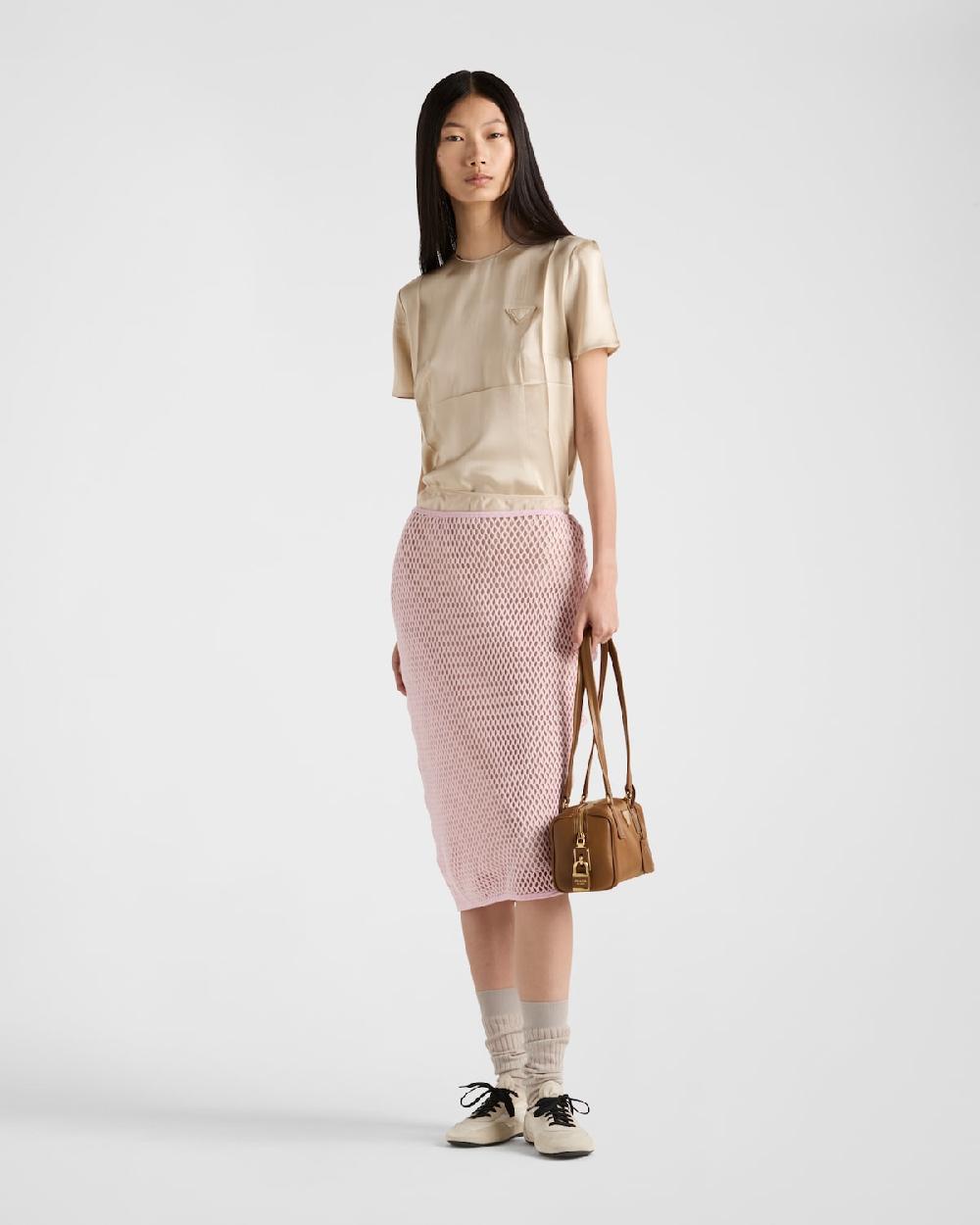 Prada Falda de malla de algodón