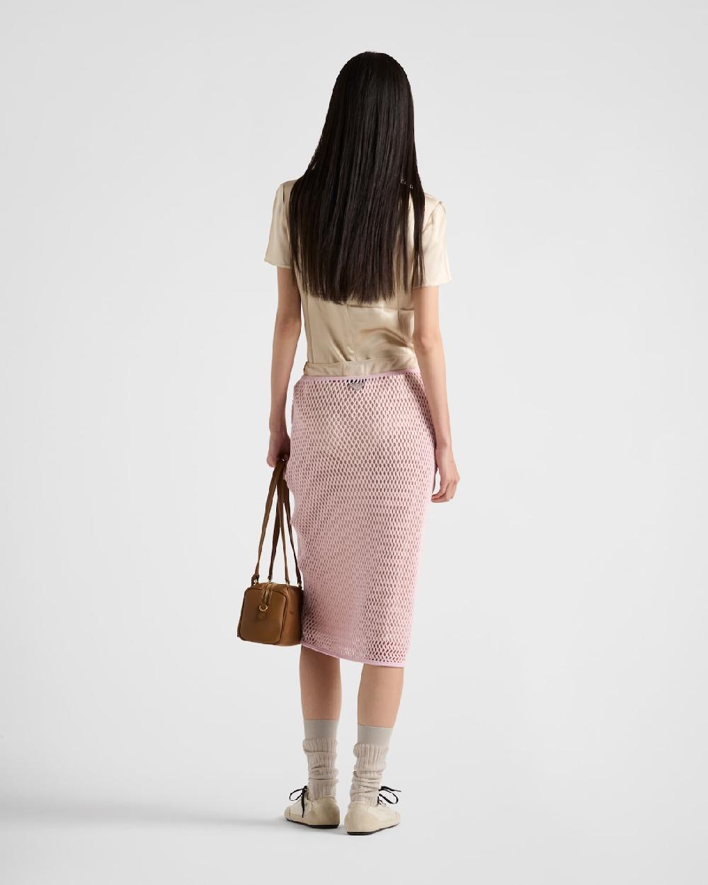 Prada Falda de malla de algodón Tienda