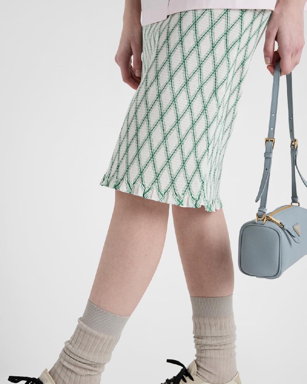 Prada Falda de algodón con patrón geométrico Oferta especial