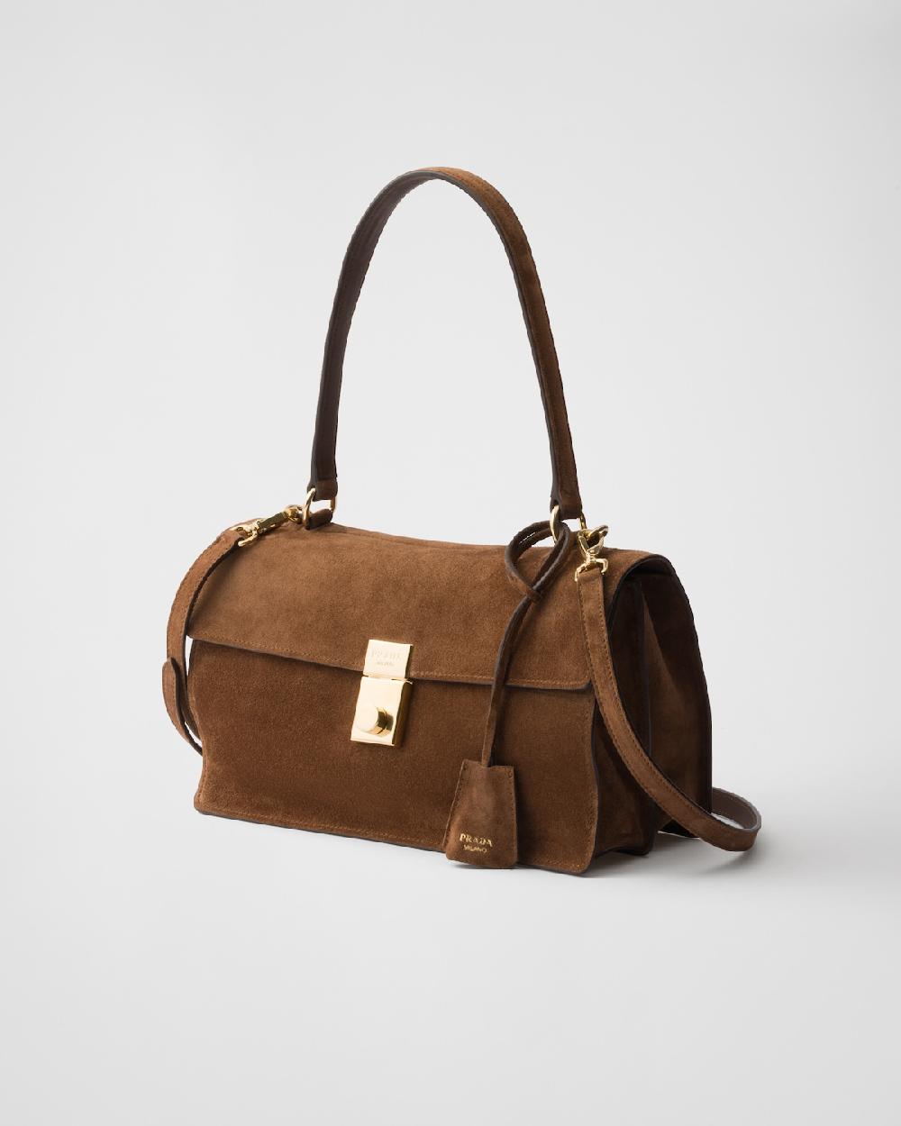 Prada Bolso bandolera Prada Soft Sound de ante mediano Descuentos del mes