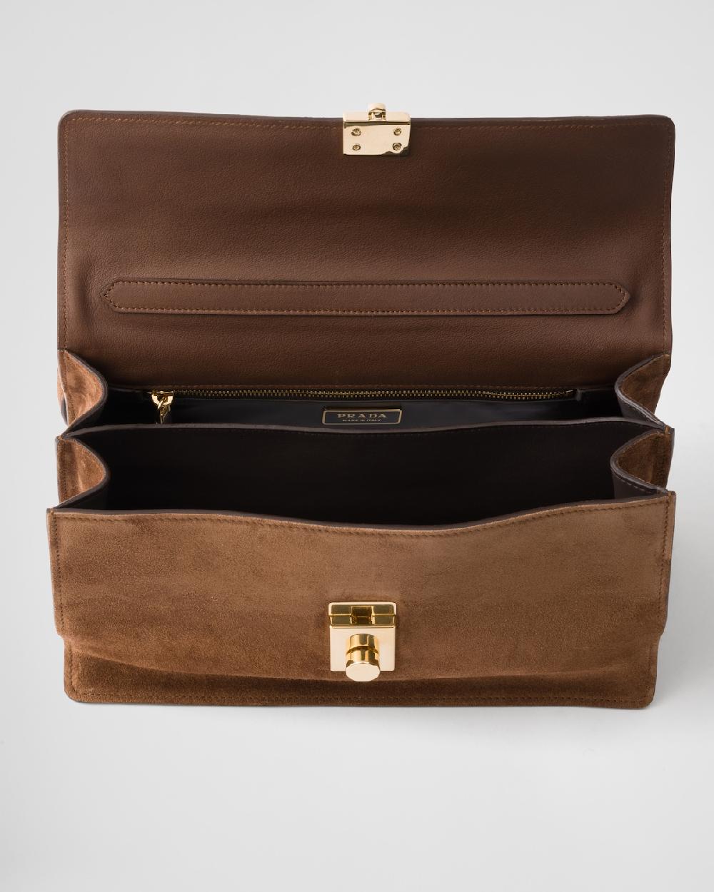 Prada Bolso bandolera Prada Soft Sound de ante mediano Descuentos del mes