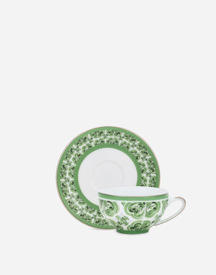 Dolce & Gabbana Taza de café con platillo de porcelana