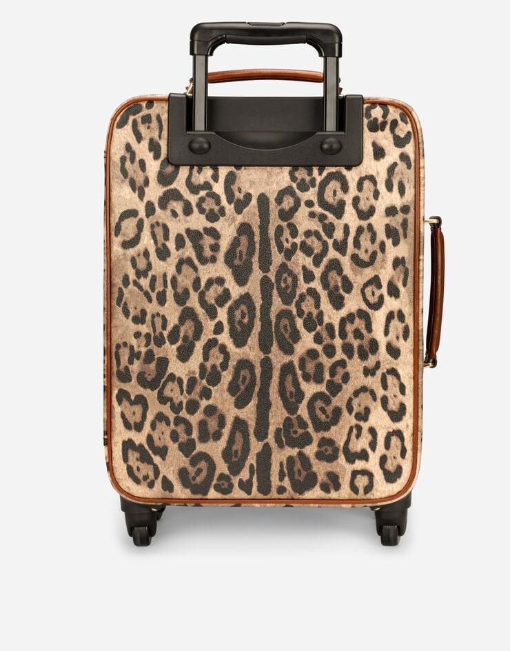 Dolce & Gabbana Trolley mediano en crespo estampado leopardo con placa con logotipo Envío gratis
