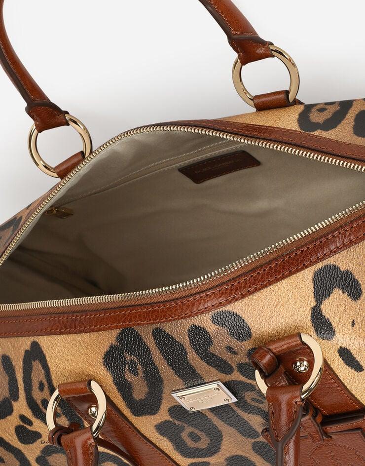 Dolce & Gabbana Bolso de mano en crespo estampado leopardo con placa con logotipo COMPRAR AHORA