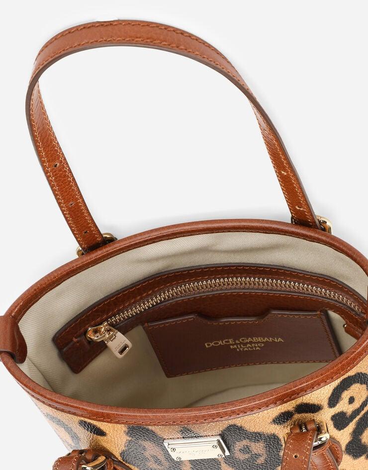 Dolce & Gabbana Bolso bombonera pequeño en crespo estampado leopardo con placa con logotipo Últimos 2 días