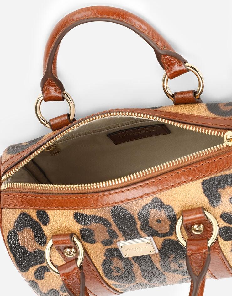 Dolce & Gabbana Baúl pequeño en crespo estampado leopardo con placa con logotipo Precio de fábrica