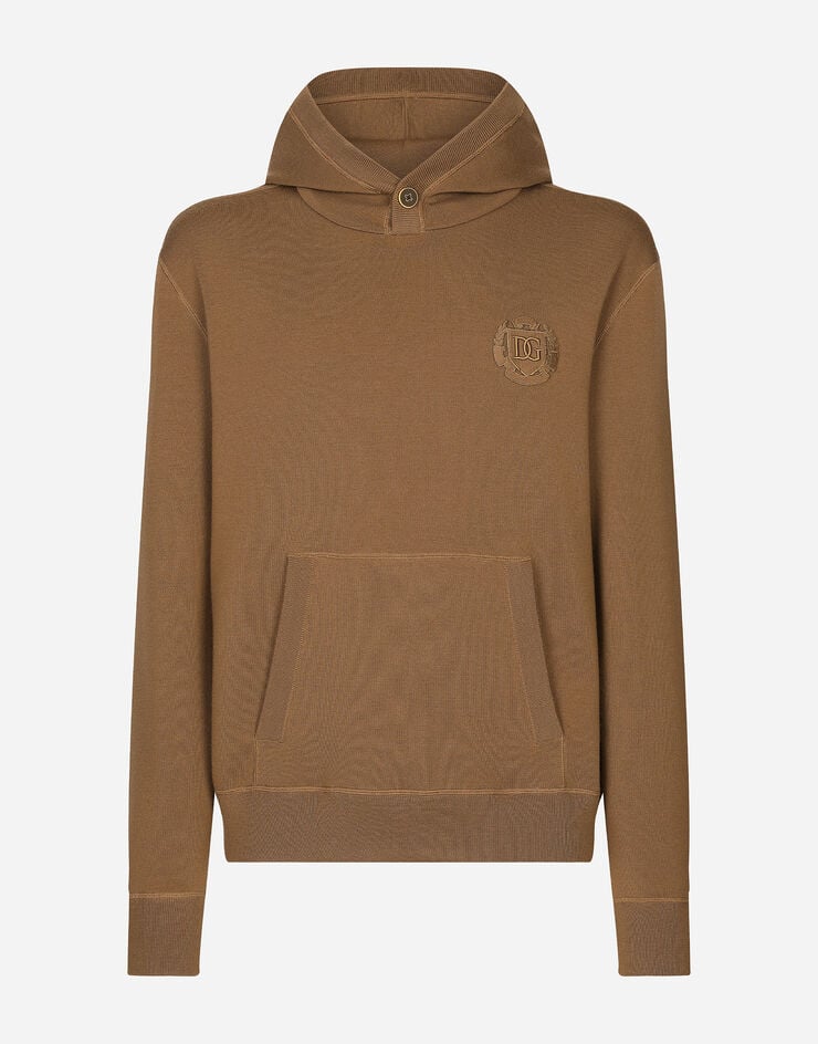 Dolce & Gabbana Sudadera de lana y seda con capucha y parche DG