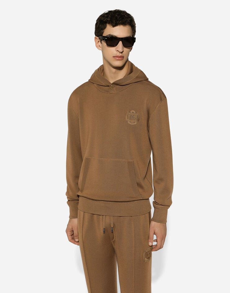 Dolce & Gabbana Sudadera de lana y seda con capucha y parche DG Devoluciones gratuitas