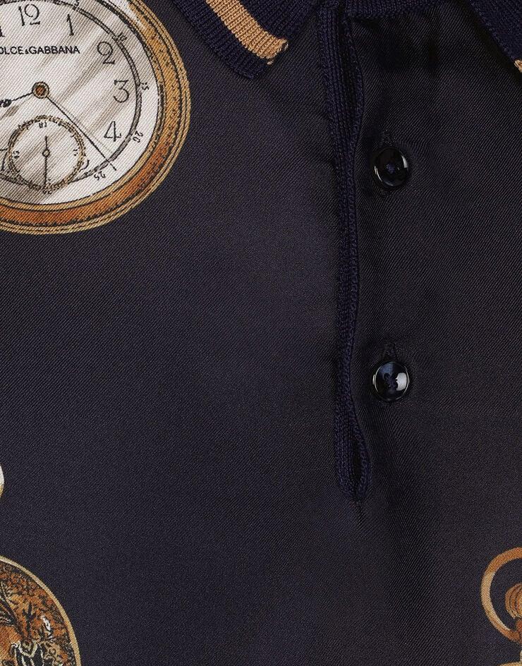 Dolce & Gabbana Polo de seda con estampado de relojes En línea
