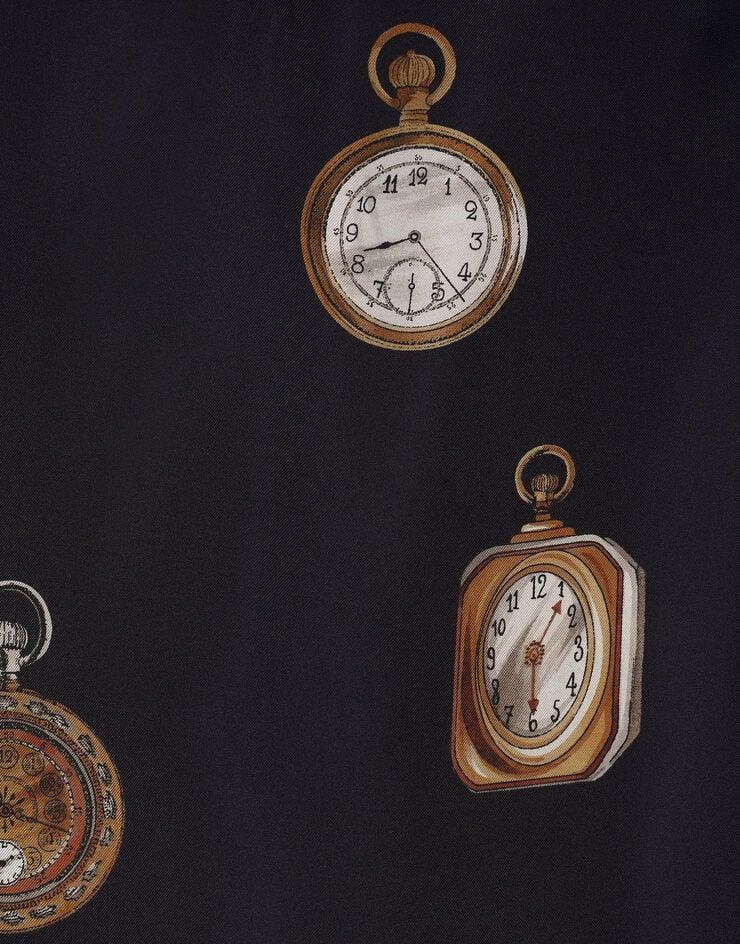 Dolce & Gabbana Polo de seda con estampado de relojes En línea