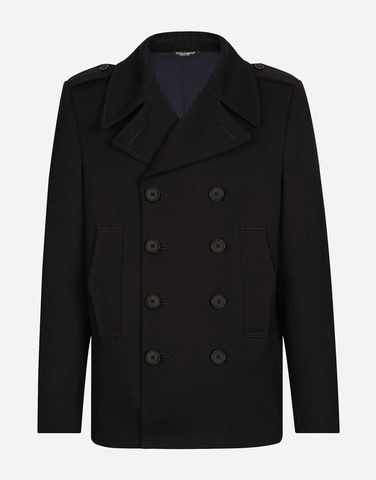 Dolce & Gabbana Chaquetón de botonadura doble en lana con placa