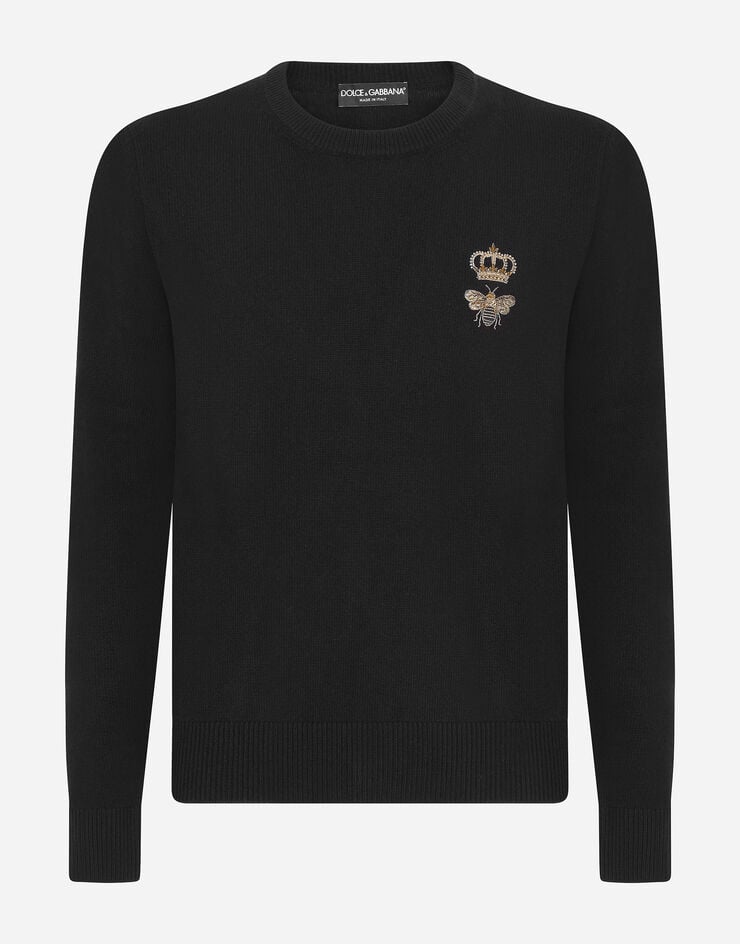 Dolce & Gabbana Jersey de cuello redondo en lana con bordado