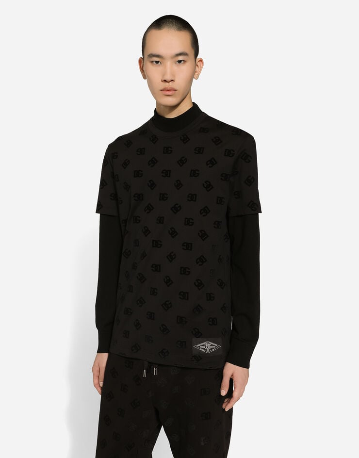 Dolce & Gabbana Camiseta de algodón con estampado integral de DG aterciopelado Envío internacional gratuito