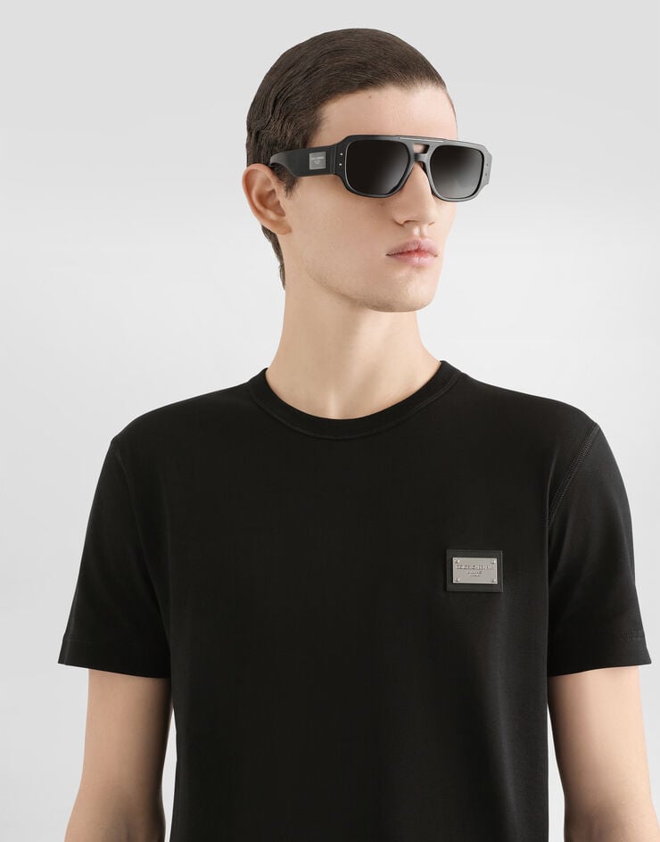 Dolce & Gabbana Camiseta de algodón con placa con logotipo En línea