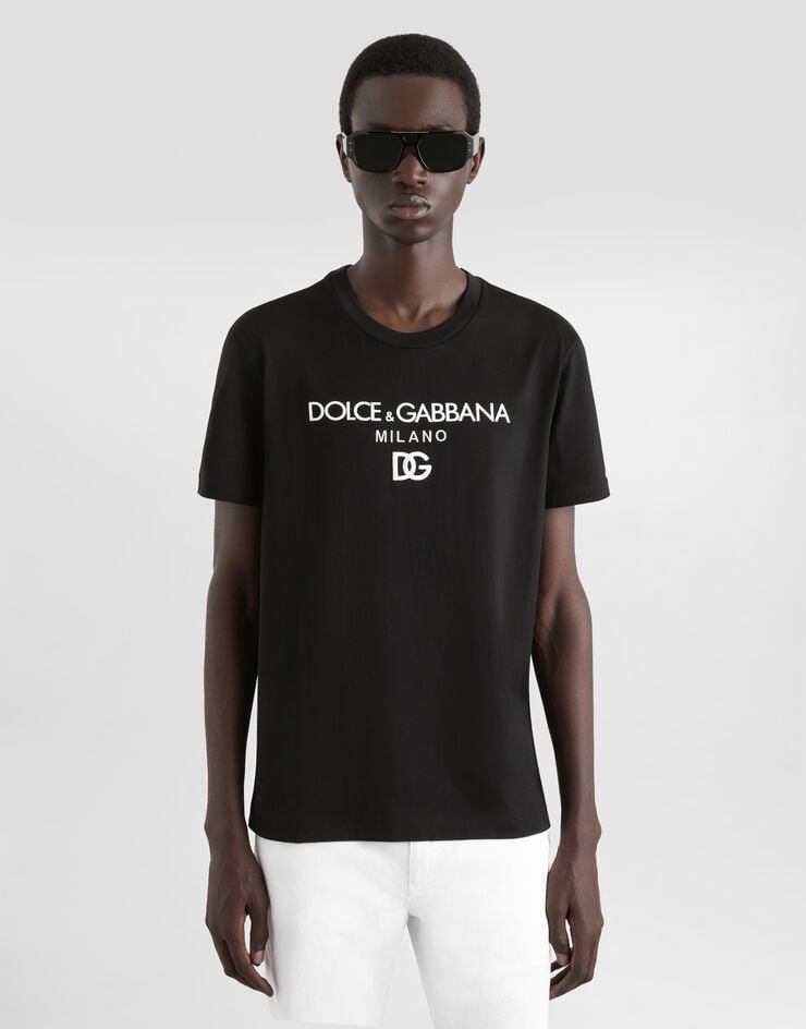 Dolce & Gabbana Camiseta de algodón con DG bordado Rebajas de fábrica