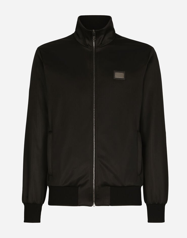 Dolce & Gabbana Sudadera de punto técnico con cremallera y placa con logotipo
