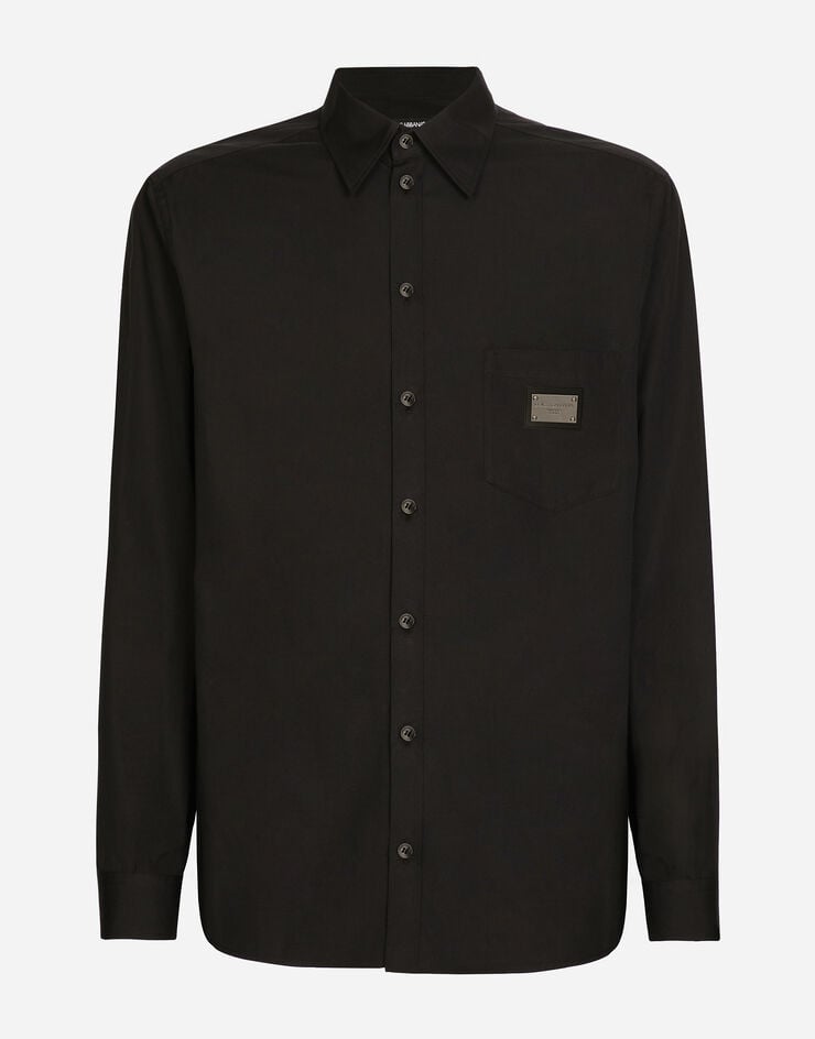 Dolce & Gabbana Camisa Martini de algodón con placa con logotipo