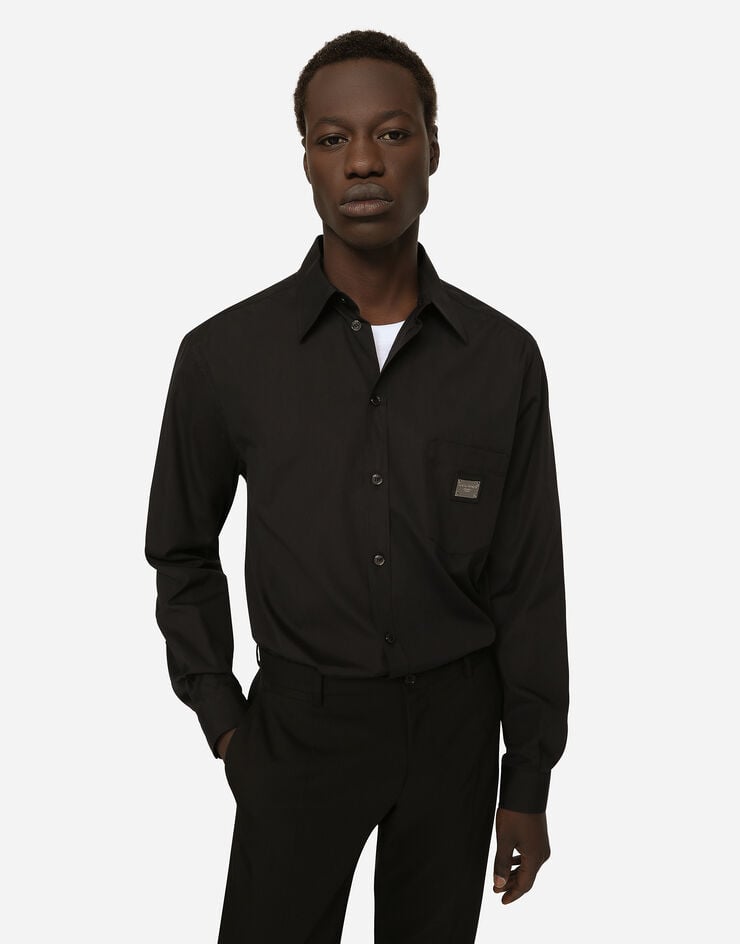 Dolce & Gabbana Camisa Martini de algodón con placa con logotipo Tienda