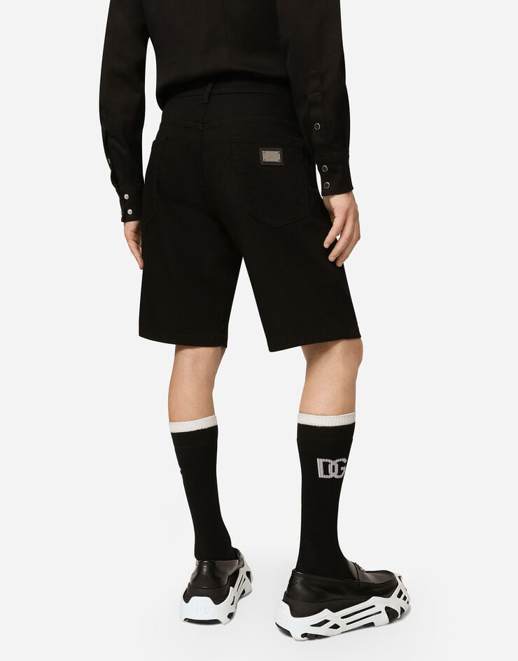 Dolce & Gabbana Bermudas vaqueras elásticas negro lavado Mejor oferta