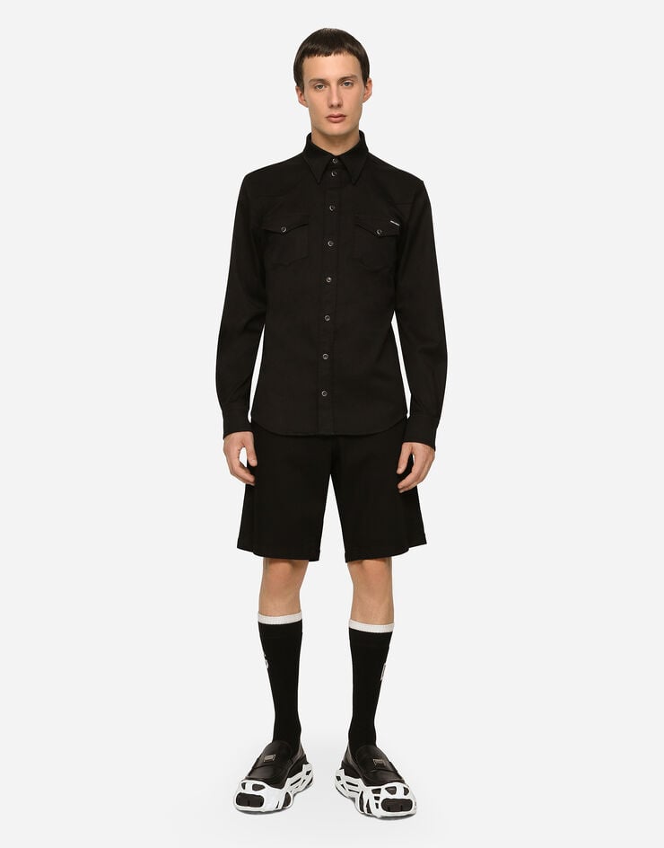 Dolce & Gabbana Bermudas vaqueras elásticas negro lavado Mejor oferta