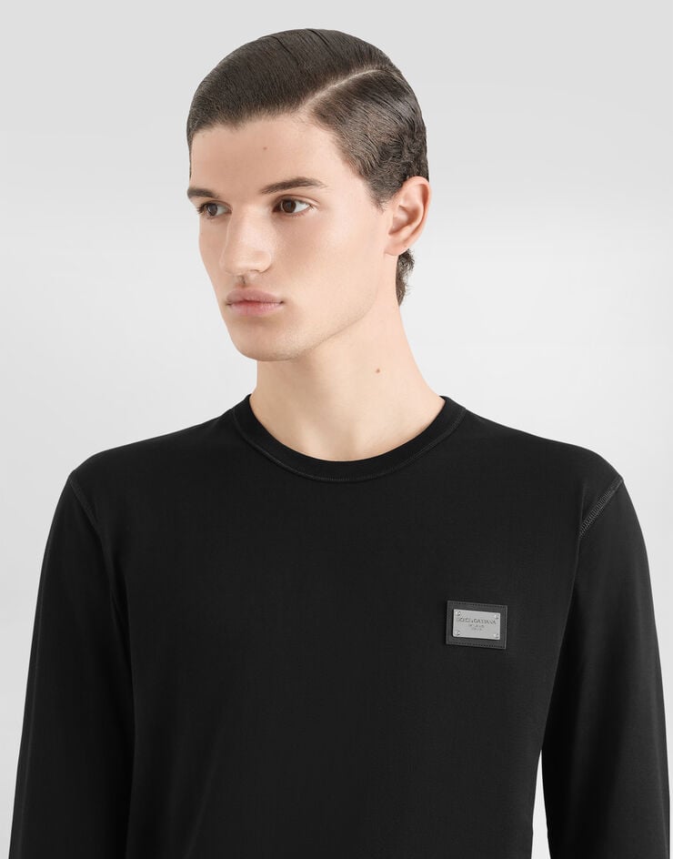 Dolce & Gabbana Camiseta de manga larga con placa con logotipo Oferta especial