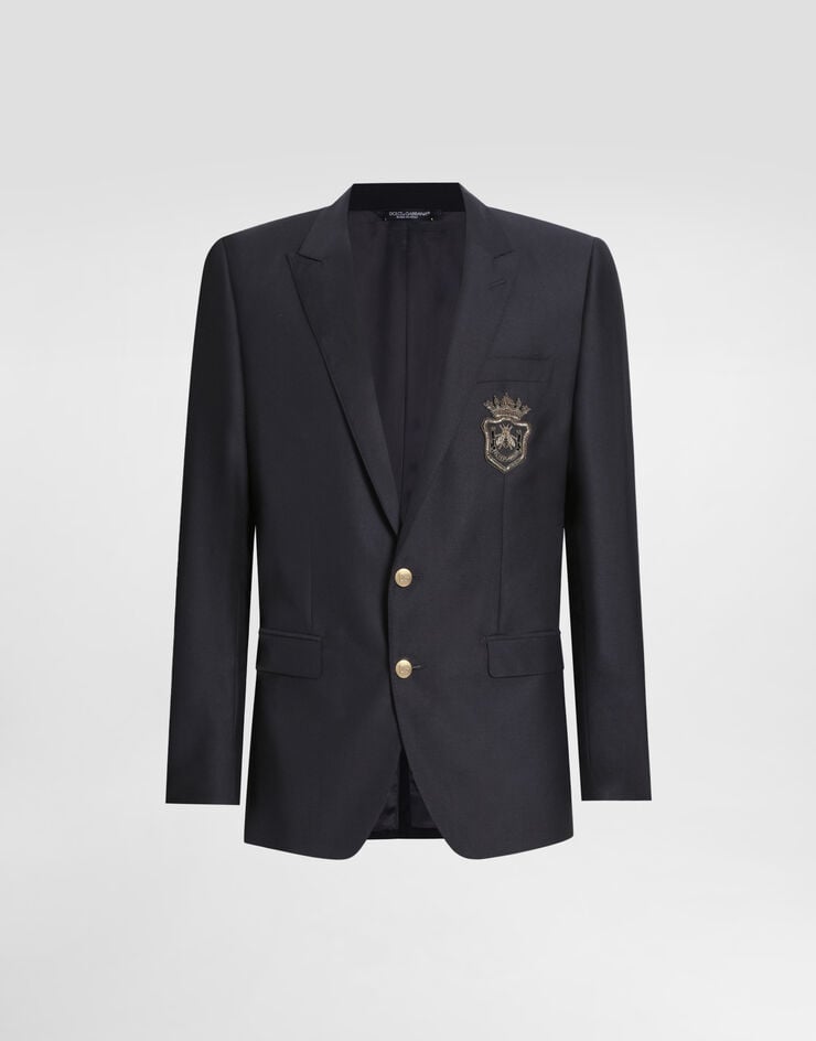 Dolce & Gabbana Chaqueta de lana y seda con botonadura sencilla y parche