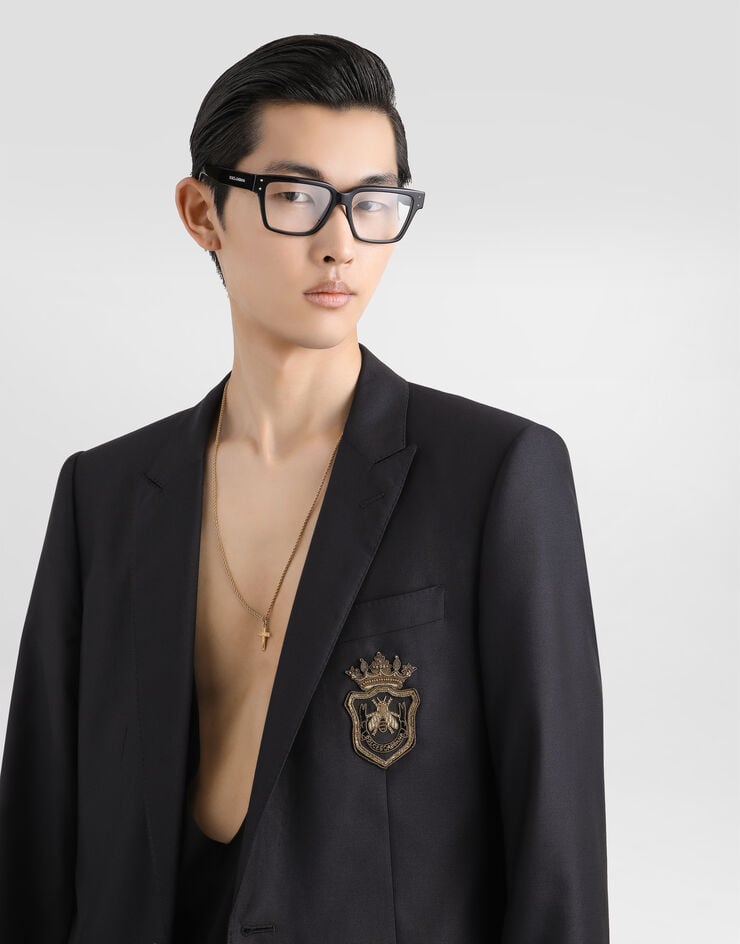 Dolce & Gabbana Chaqueta de lana y seda con botonadura sencilla y parche Últimos 3 días