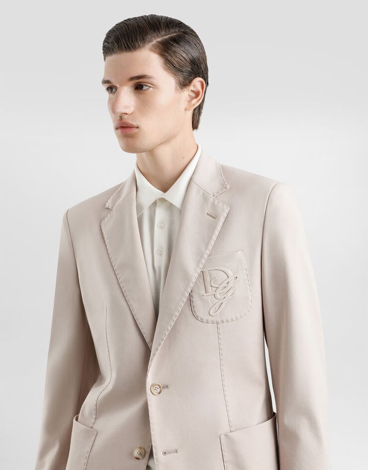 Dolce & Gabbana Chaqueta de punto elástico con botonadura sencilla y logotipo bordado ÚLTIMAS EDICIONES