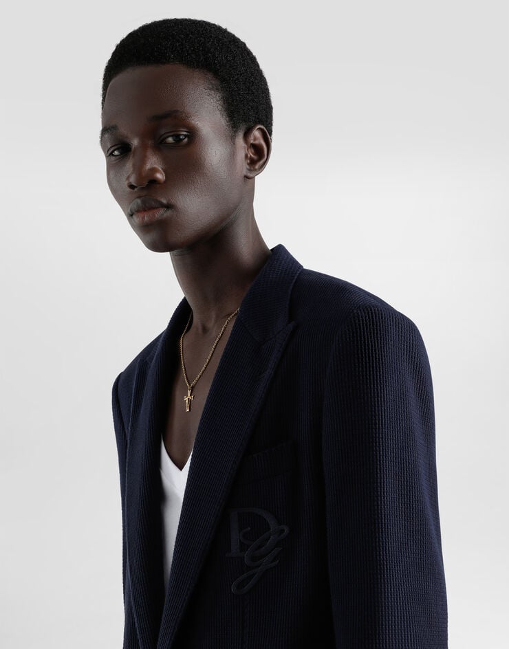 Dolce & Gabbana Chaqueta de punto de algodón con botonadura sencilla y logotipo bordado Último día