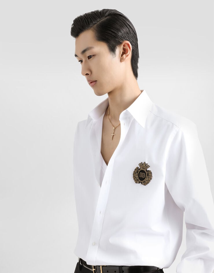 Dolce & Gabbana Camisa de algodón con parche heráldico Precio de fábrica