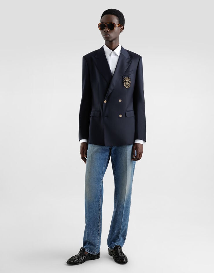 Dolce & Gabbana Chaqueta de lana con botonadura doble y parche Promoción por tiempo limitado
