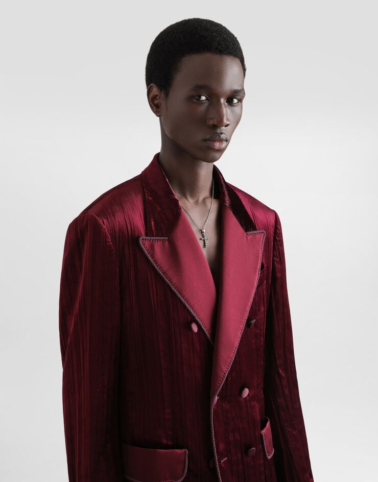 Dolce & Gabbana Chaqueta de botonadura doble en terciopelo Superdescuento