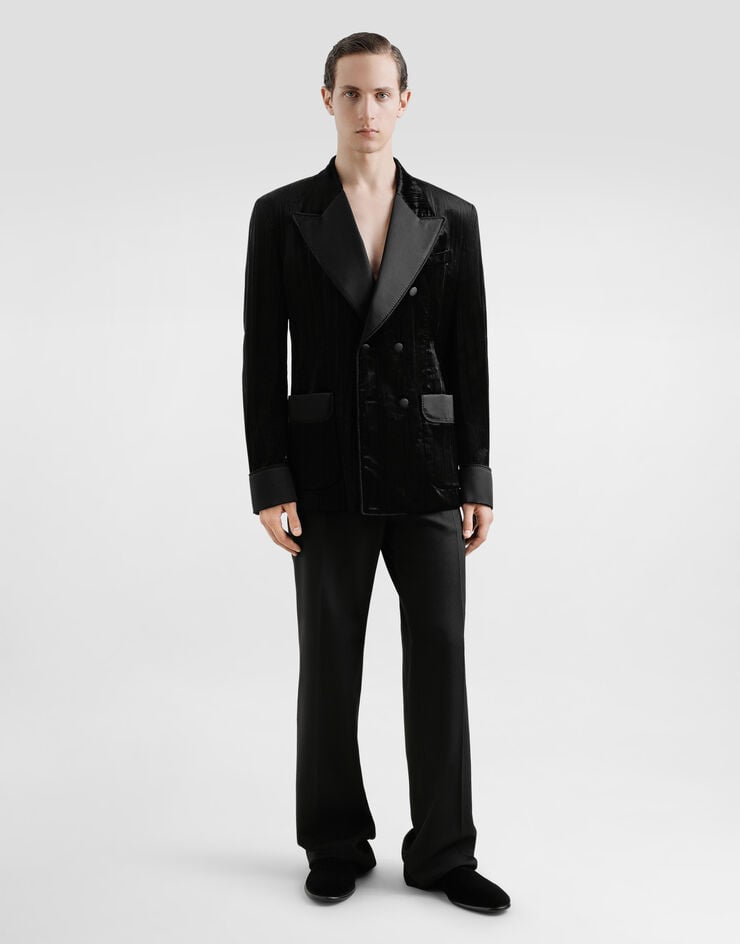Dolce & Gabbana Chaqueta de botonadura doble en terciopelo Grandes descuentos