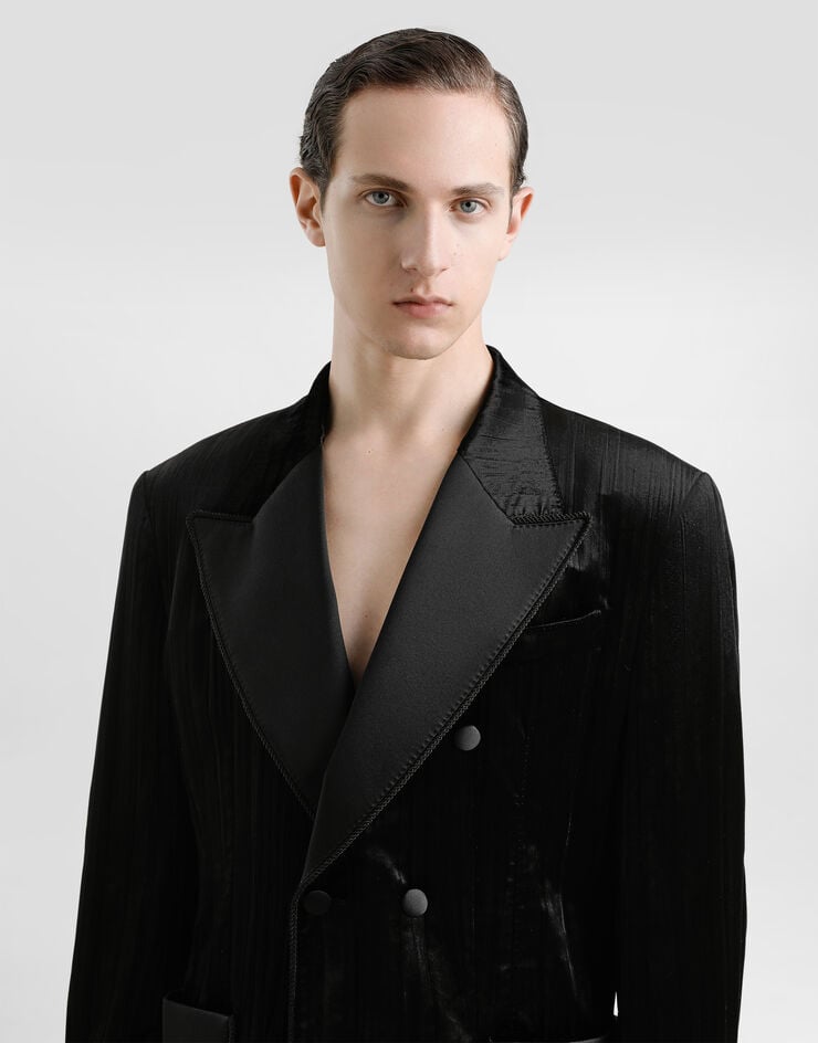 Dolce & Gabbana Chaqueta de botonadura doble en terciopelo Grandes descuentos