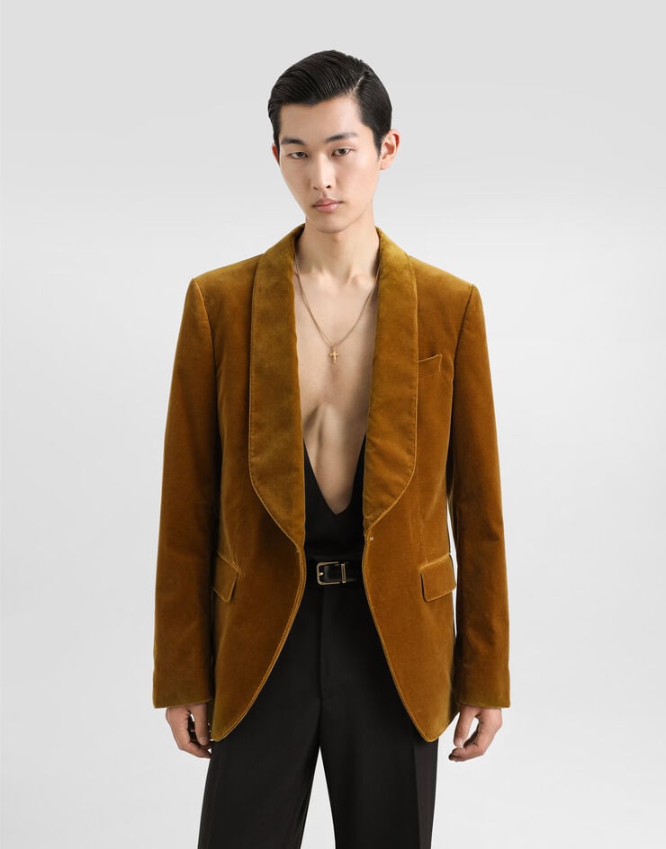 Dolce & Gabbana Chaqueta de terciopelo con botonadura sencilla Liquidación