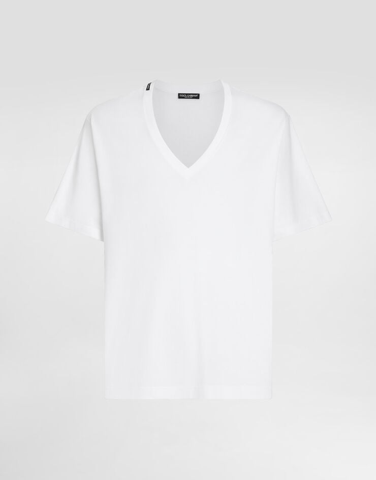 Dolce & Gabbana Camiseta de algodón con cuello de pico