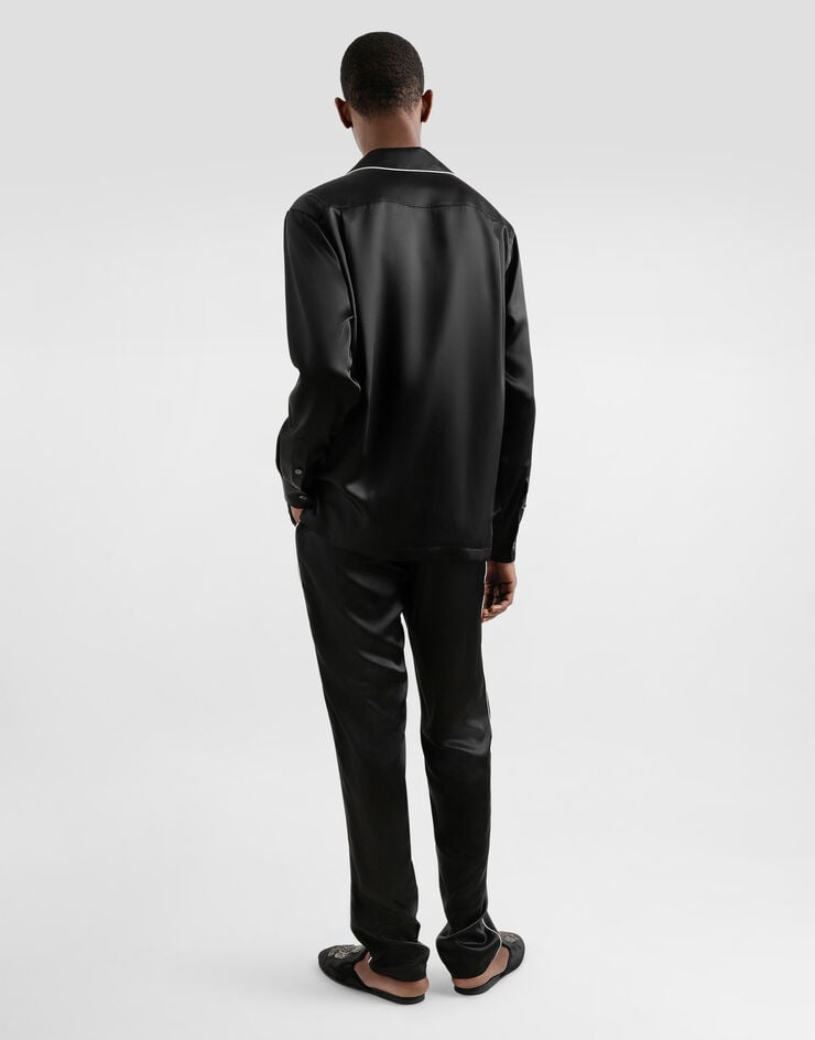 Dolce & Gabbana Pantalones tipo pijama de seda con logotipo bordado Oferta exclusiva