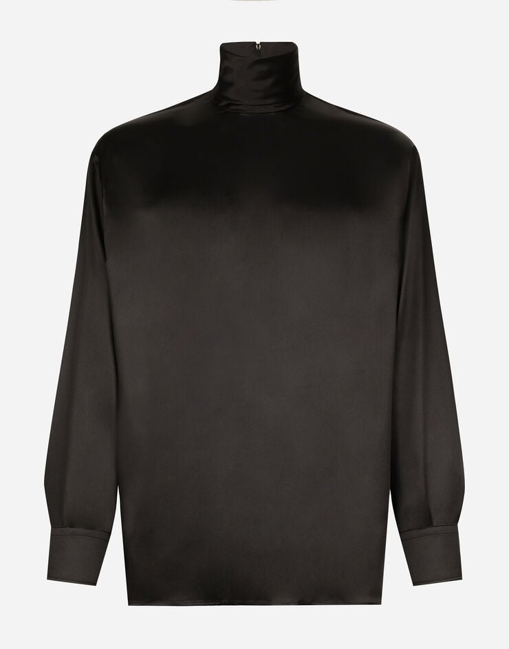 Dolce & Gabbana Jersey de cuello alto ancho de seda con puños de camisa
