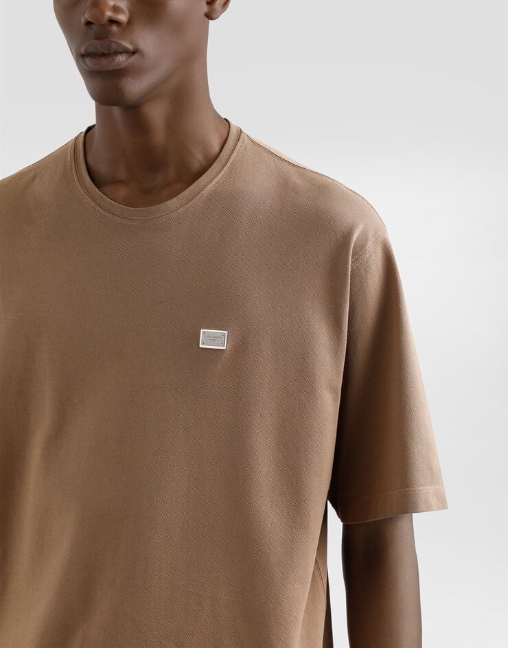 Dolce & Gabbana Camiseta de algodón con placa Outlet online