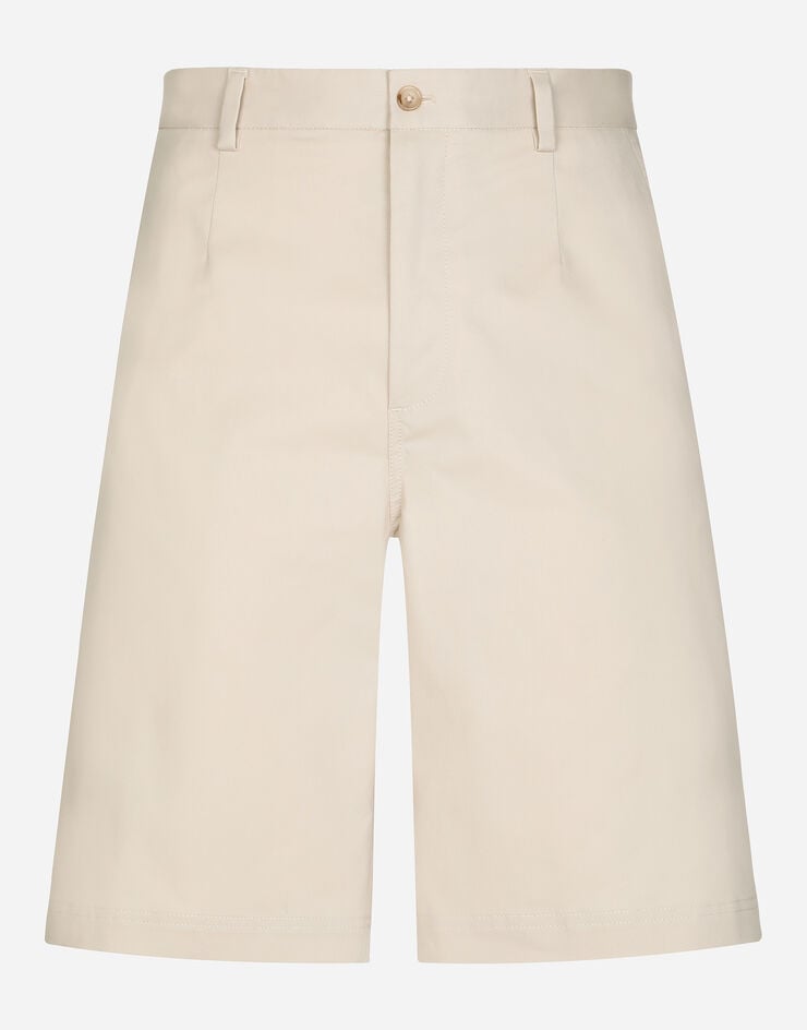 Dolce & Gabbana Bermudas de algodón elástico con placa con logotipo