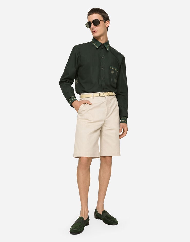 Dolce & Gabbana Bermudas de algodón elástico con placa con logotipo Rebajas baratas
