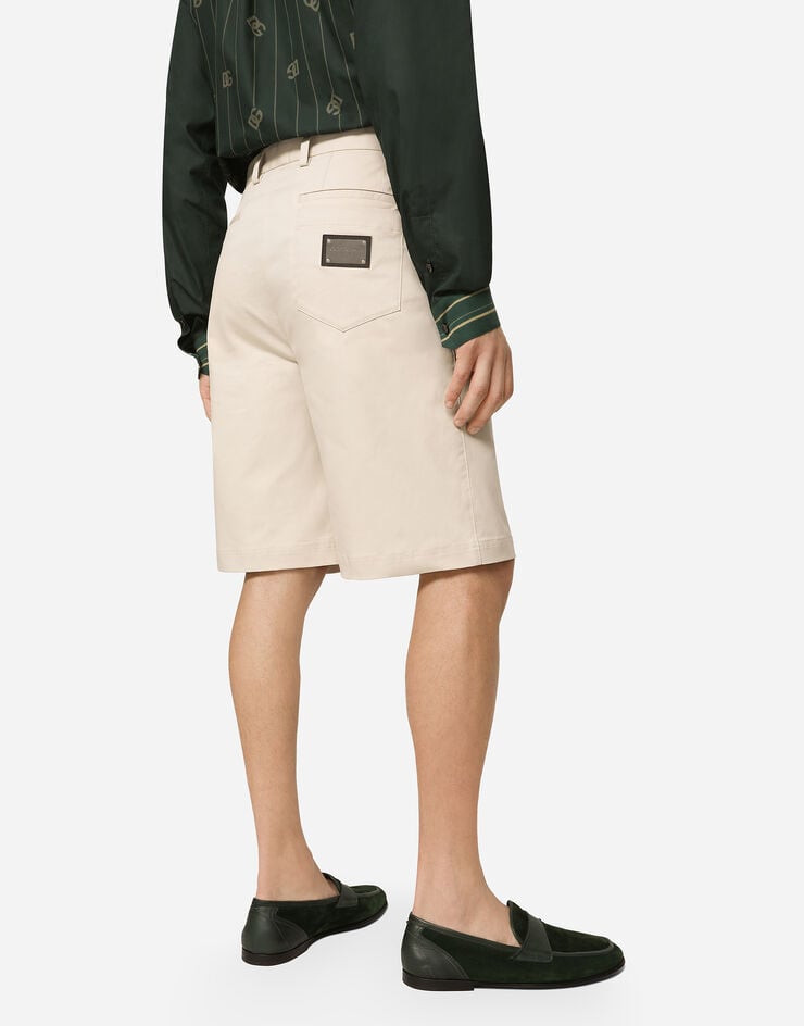 Dolce & Gabbana Bermudas de algodón elástico con placa con logotipo Rebajas baratas