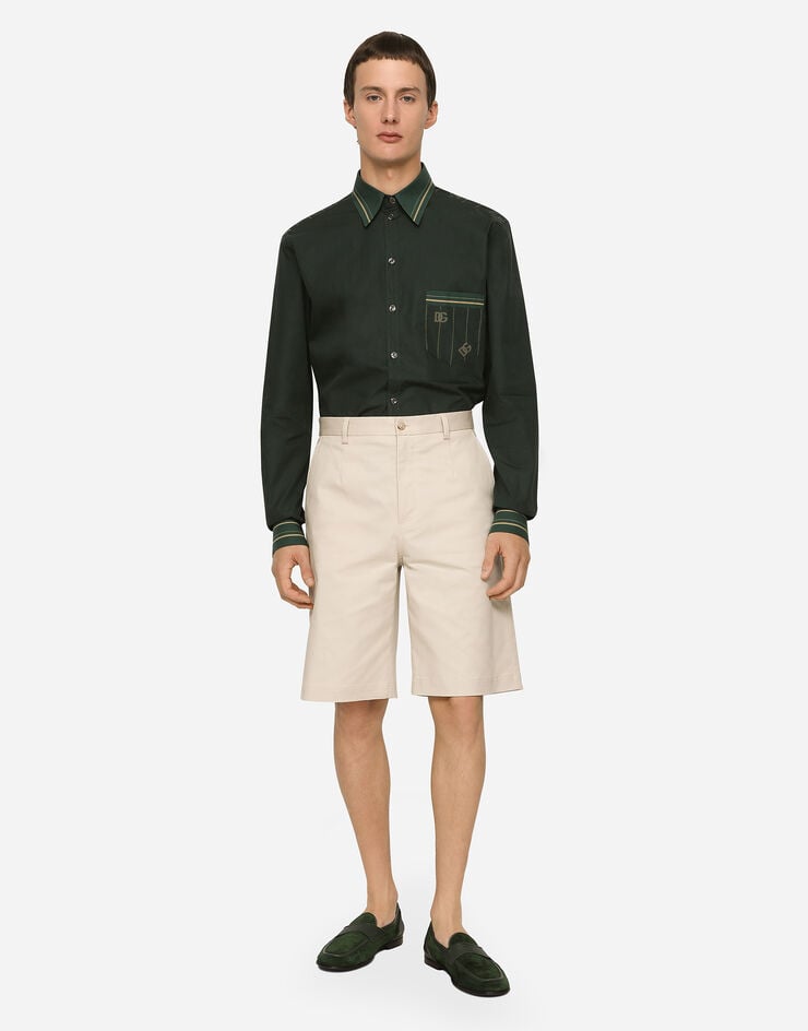 Dolce & Gabbana Bermudas de algodón elástico con placa con logotipo Rebajas baratas