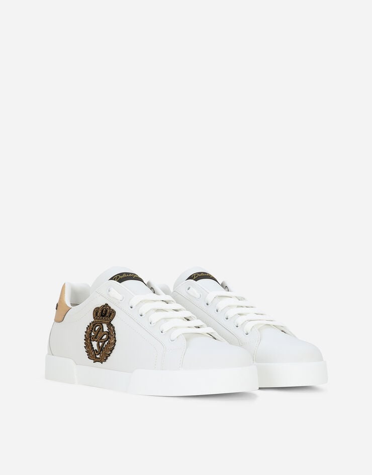 Dolce & Gabbana Zapatillas Portofino de napa de becerro estampado con parche de corona Los más vendidos