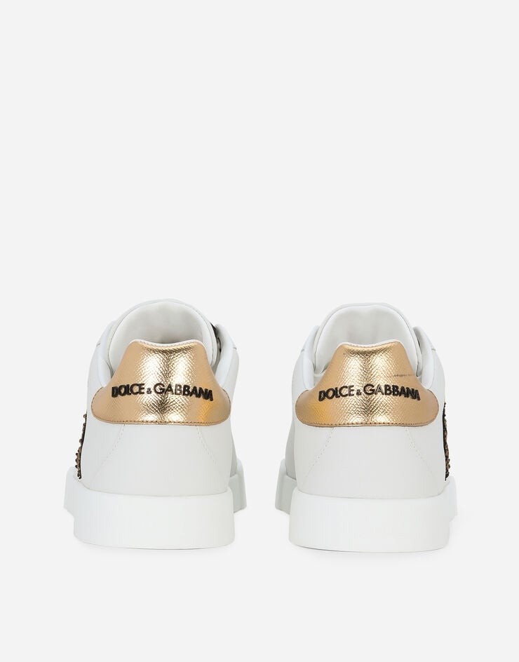 Dolce & Gabbana Zapatillas Portofino de napa de becerro estampado con parche de corona Los más vendidos