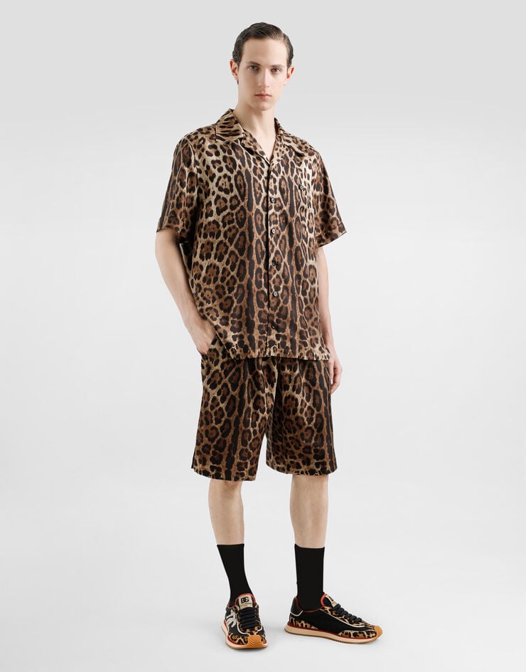 Dolce & Gabbana Camisa de seda con estampado Leopardo Liquidación