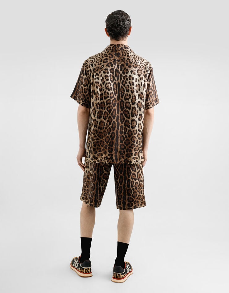 Dolce & Gabbana Camisa de seda con estampado Leopardo Liquidación