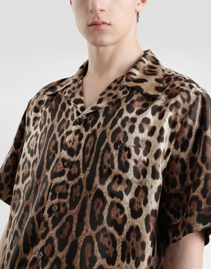 Dolce & Gabbana Camisa de seda con estampado Leopardo Liquidación